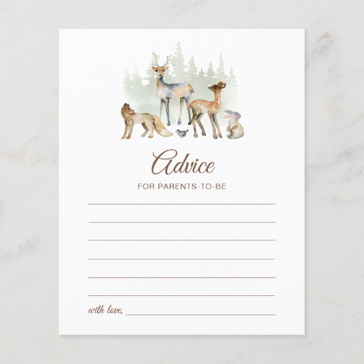 Woodland Animals Ouders-to-be Advies Kaart (Voorkant)