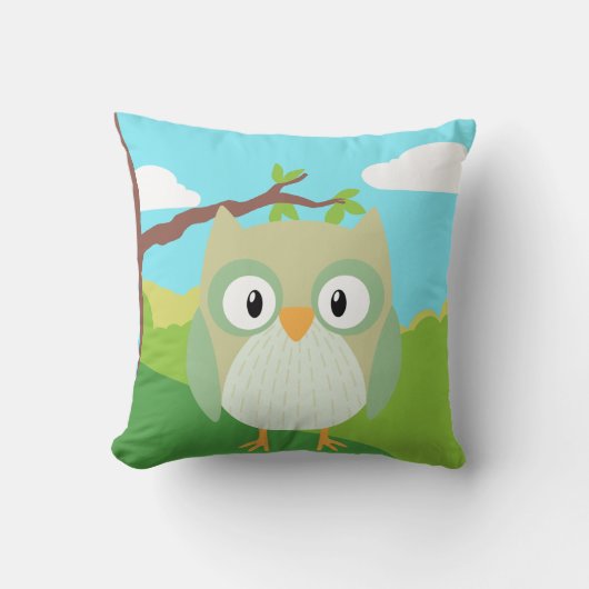 Woodland Animals Owl Pillow Kussen (Voorkant)