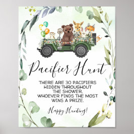 Woodland Animals Pacifier Hunt Baby shower Game Poster