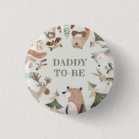 Woodland Animals Papa wordt Baby shower Ronde Button 3,2 Cm (Voorkant)