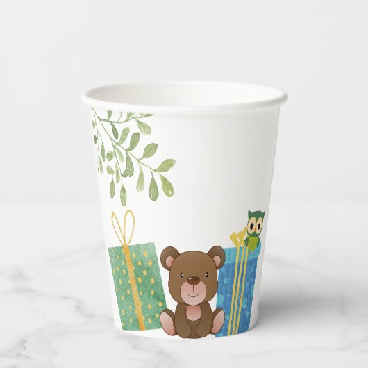 Woodland Animals Party Cups Papieren Bekers (Achterkant)
