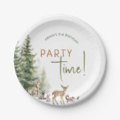 Woodland Animals Party Time Verjaardag Papier Bord (Voorkant)