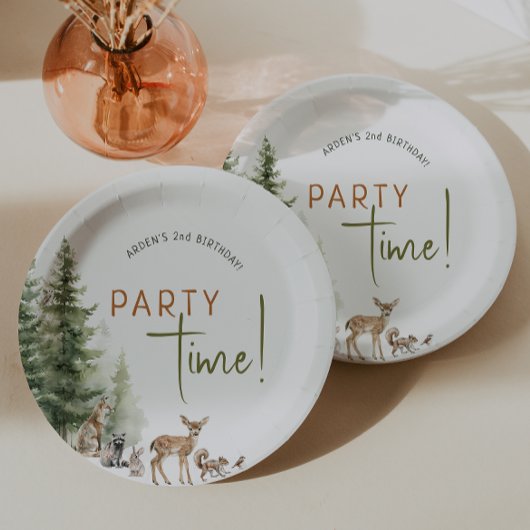Woodland Animals Party Time Verjaardag Papier Bord