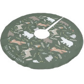 Woodland Animals Pattern Green Holiday Kerstmis Kerstboom Rok (Gekanteld)