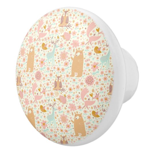 Woodland Animals Pattern Keramische Knop (Rechts)