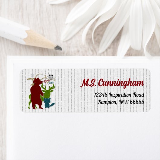 Woodland Animals Peace on Earth Theme Adres Etiket (Insitu)