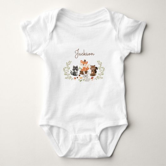 Woodland Animals Persoonlijke Baby Bodysuit (Voorkant)