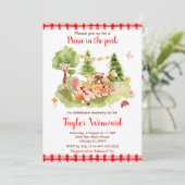 Woodland Animals Picnic Baby shower Kaart (Staand voorkant)