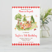 Woodland Animals Picnic Birthday Party Kaart (Staand voorkant)