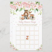 Woodland Animals Pin Floral Baby shower Bingo Game (Voorkant / Achterkant)