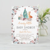 Woodland Animals Pine tree Kerstmis Baby shower Kaart (Staand voorkant)