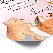 Woodland Animals Pink Baby shower Mimosa Bar Sign Poster (Hoek)