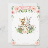 Woodland Animals Pink Blush Floral Baby shower Kaart (Achterkant)