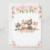 Woodland Animals Pink Blush Floral Baby shower Kaart (Achterkant)