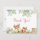 Woodland Animals Pink Boho Deer n Fox Hartelijk da Kaart (Voorkant)