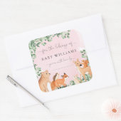 Woodland Animals Pink Bookplate Sticker (Envelop)