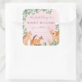 Woodland Animals Pink Bookplate Sticker (Tas)