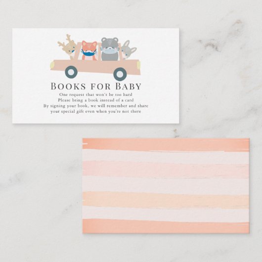 Woodland Animals Pink Car Book Request Informatiekaartje (Voorkant / Achterkant)