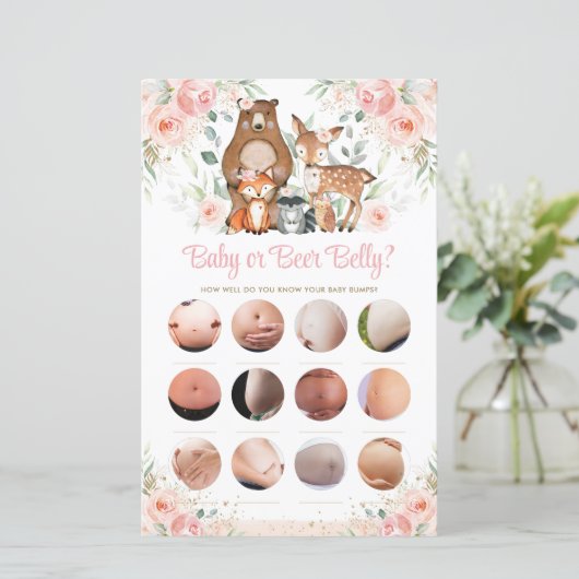 Woodland Animals Pink Floral Baby of Beer Belly (Staand voorkant)