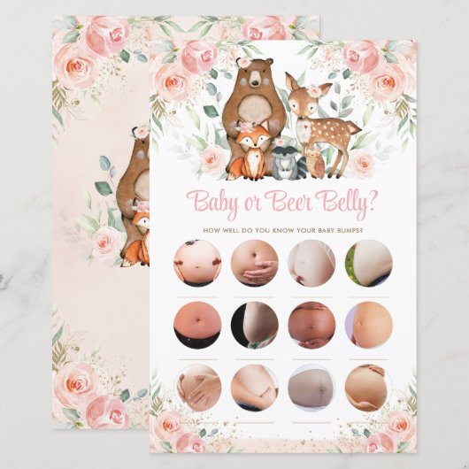 Woodland Animals Pink Floral Baby of Beer Belly (Voorkant / Achterkant)