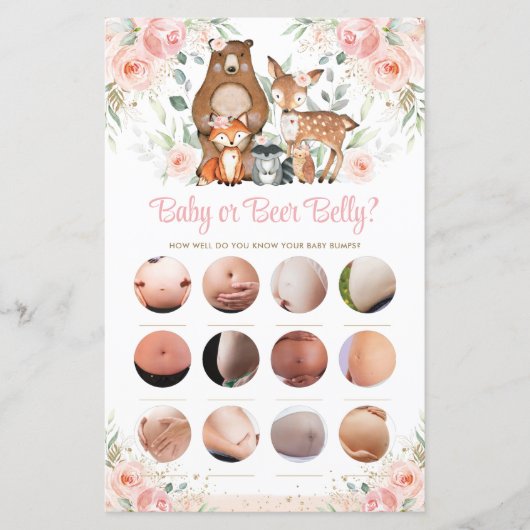 Woodland Animals Pink Floral Baby of Beer Belly (Voorkant)