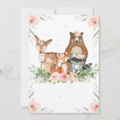 Woodland Animals Pink Floral Baby shower Kaart (Achterkant)