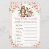 Woodland Animals Pink Floral Baby Word Scramble (Voorkant / Achterkant)