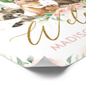 Woodland Animals Pink Floral Birthday Welkom Poster (Hoek)