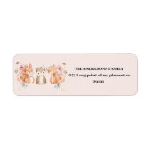 Woodland Animals Pink Floral Girl Etiket (Voorkant)