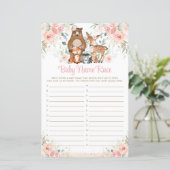 Woodland Animals Pink Floral Name Race Game (Staand voorkant)