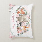  Woodland Animals Pink Roses Girl Nursery Accent Kussen (Voorkant(Verticaal))