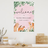 Woodland Animals Pink Welcome Sign Poster (Keuken)