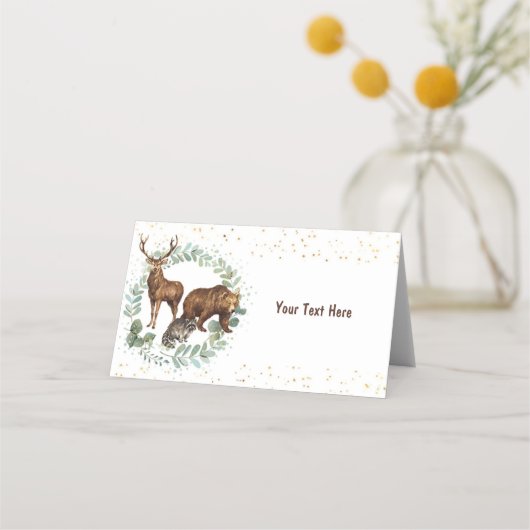 Woodland Animals Plaats een voedseletiket op de ka Plaatskaartje (Voorkant)