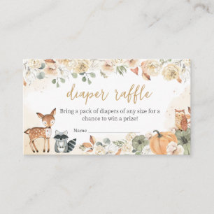 Woodland Animals Pompoen Baby shower Luier Raffle Informatiekaartje