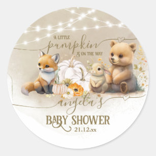 Woodland Animals Pompoen Herfst Baby shower Ronde Sticker