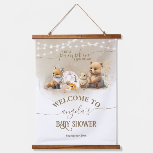 Woodland Animals Pompoen Herfst Baby shower welkom Hangend Wandkleed (Voorkant)