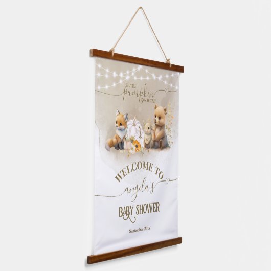 Woodland Animals Pompoen Herfst Baby shower welkom Hangend Wandkleed (Gebogen)