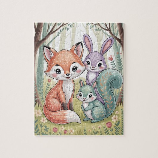 Woodland animals puzzle legpuzzel (Verticaal)