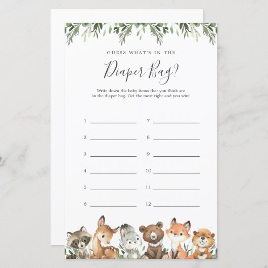 Woodland Animals Raad eens wat er in de luiertas z (Voorkant / Achterkant)