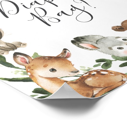 Woodland Animals Raad eens wat er in de luiertas z Poster (Hoek)