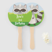 Woodland Animals Raccoon Hand Fan Handwaaier (Voorkant en achterkant)