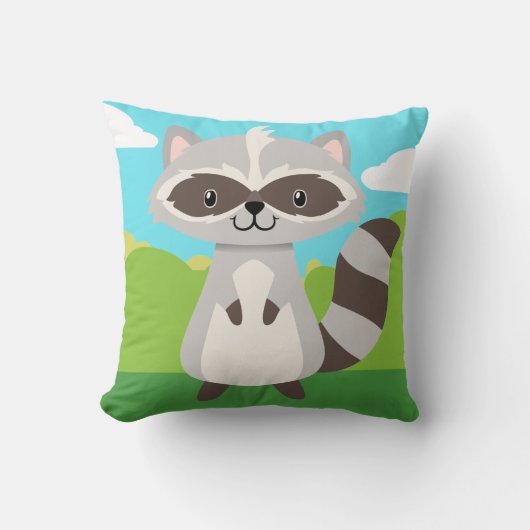 Woodland Animals Raccoon Pillow Kussen (Voorkant)