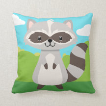 Woodland Animals Raccoon Pillow