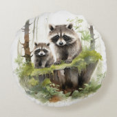 Woodland Animals Raccoons Kwekerij Kinder Kamer De Rond Kussen (Achterkant)
