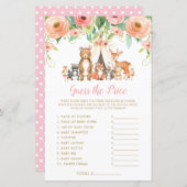 Woodland Animals raden het Baby shower van de Prij (Voorkant / Achterkant)