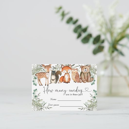 Woodland Animals raden hoeveel Snoepjes Informatiekaartje (Staand voorkant)