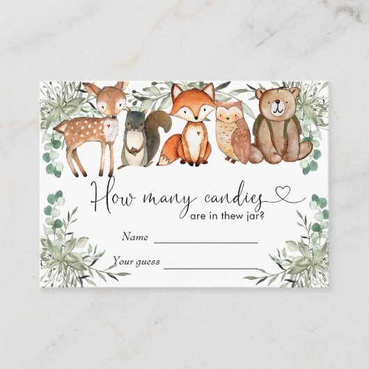 Woodland Animals raden hoeveel Snoepjes Informatiekaartje (Voorkant)