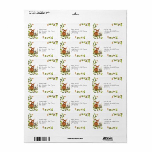 Woodland Animals Return Address Label (Full Sheet)