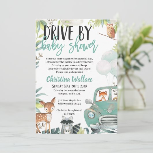 Woodland Animals rijden op babyschoeisel Kaart (Staand voorkant)