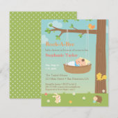 Woodland Animals Rock A Bye Baby shower Kaart (Voorkant / Achterkant)